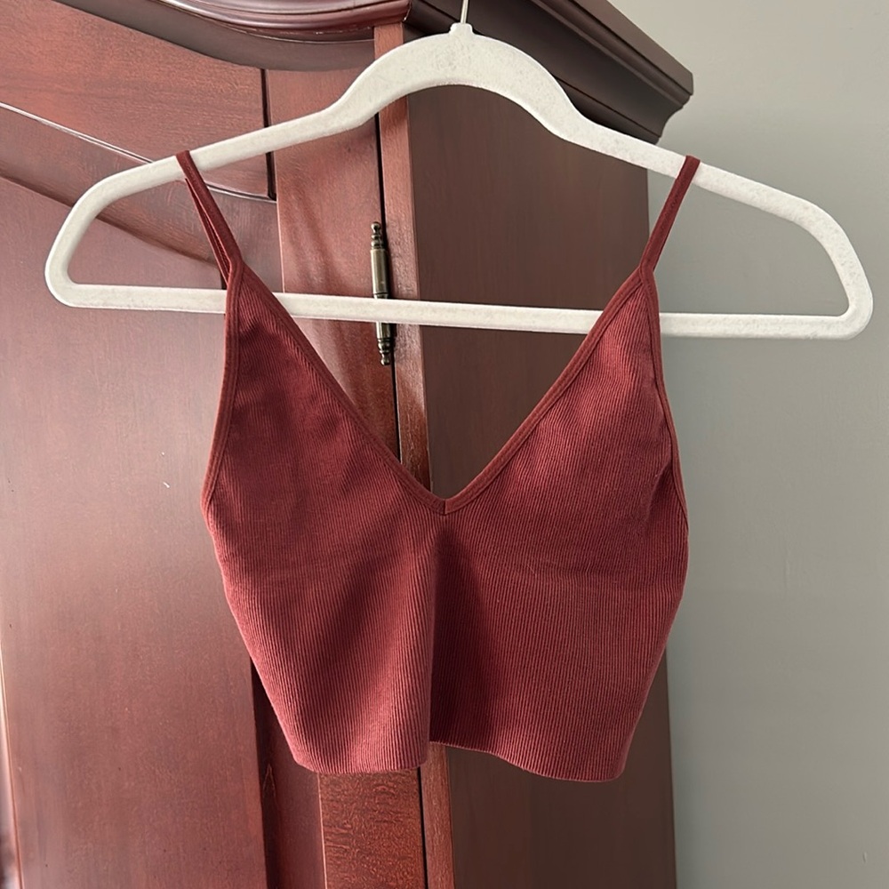 By Together Fitted Crop Tank Top in Maroon